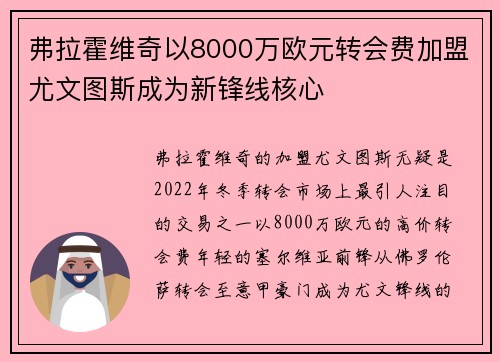 弗拉霍维奇以8000万欧元转会费加盟尤文图斯成为新锋线核心